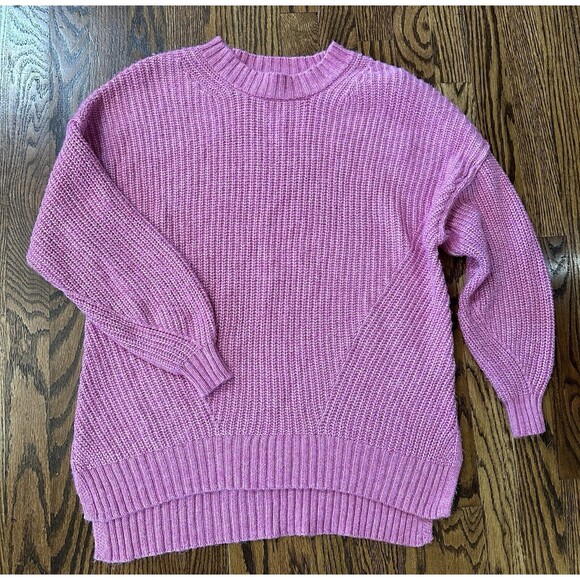 American Eagle Outfitters Sweaters - American‎ Eagle Women's Oversized Chunky Knit Pink Crewneck Sweater Size XS EUC